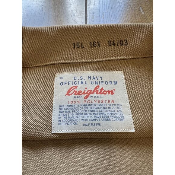 Vintage USN US Navy Creighton Official Uniform‎ Khaki Military Shirt Size L NWT - Picture 7 of 11